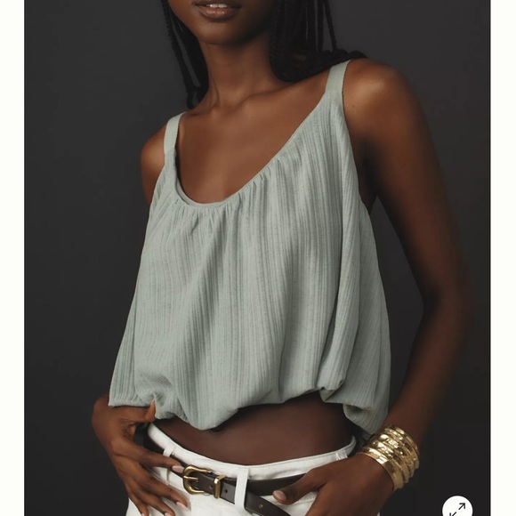Anthropologie Tops - NWT Anthropologie Bubble Hem Tank Top Buckle Straps Color Moss Size Small